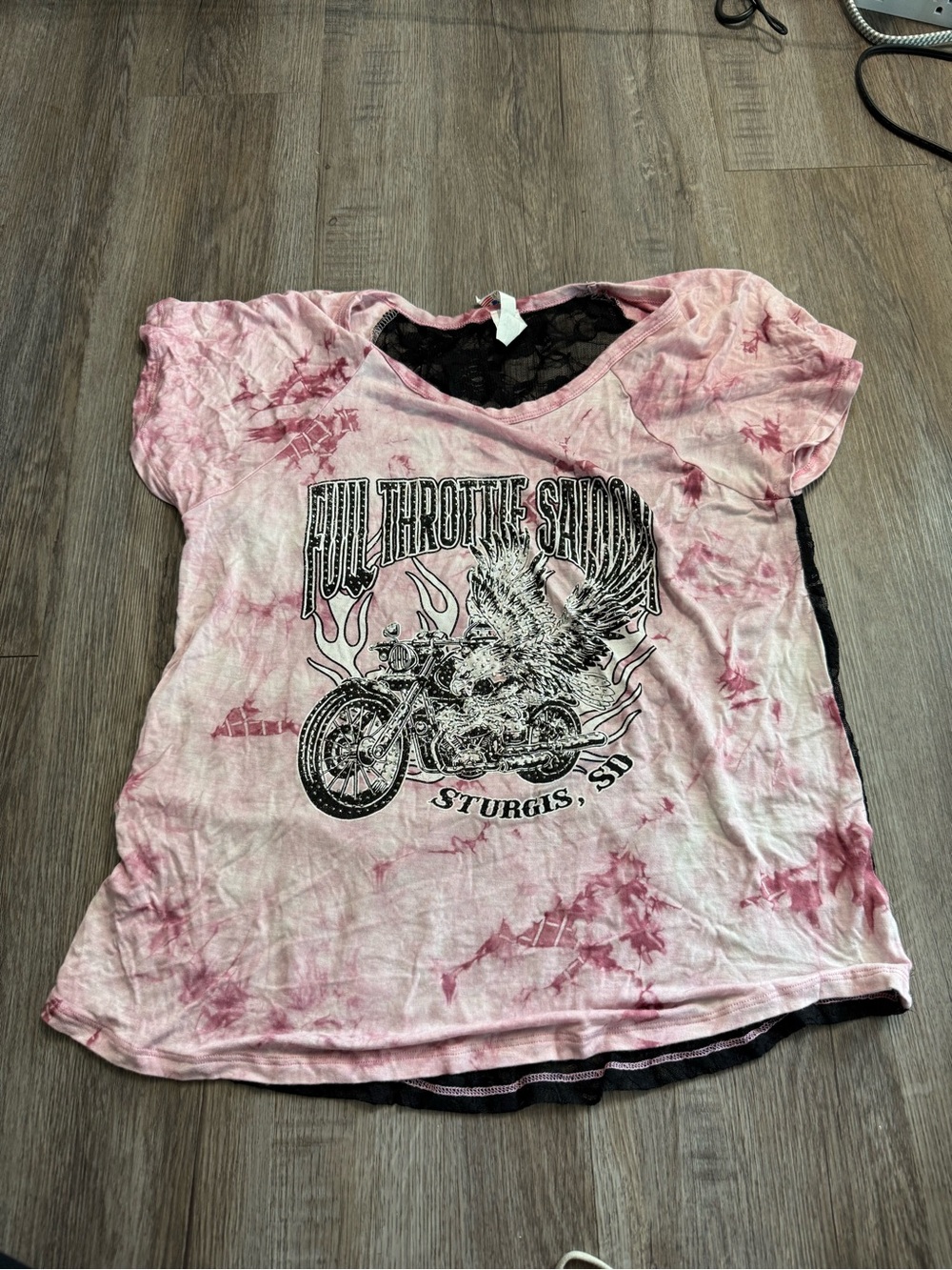 Pink rhinestone Motorcycle Graphic size medium